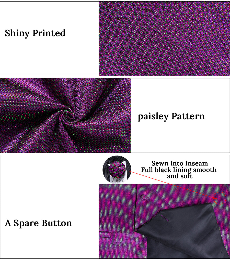 New Amethyst Purple Solid Shiny Men's Bowtie Vest Set vest set    - Sophisticated Gentlemen