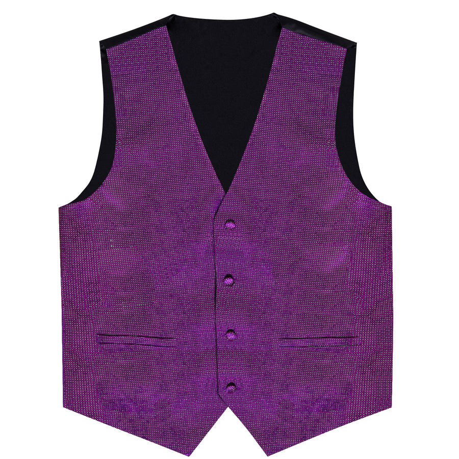 New Amethyst Purple Solid Shiny Men's Bowtie Vest Set vest set    - Sophisticated Gentlemen