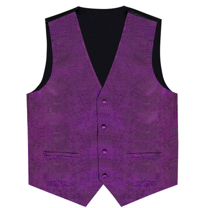 New Amethyst Purple Solid Shiny Men's Bowtie Vest Set vest set    - Sophisticated Gentlemen