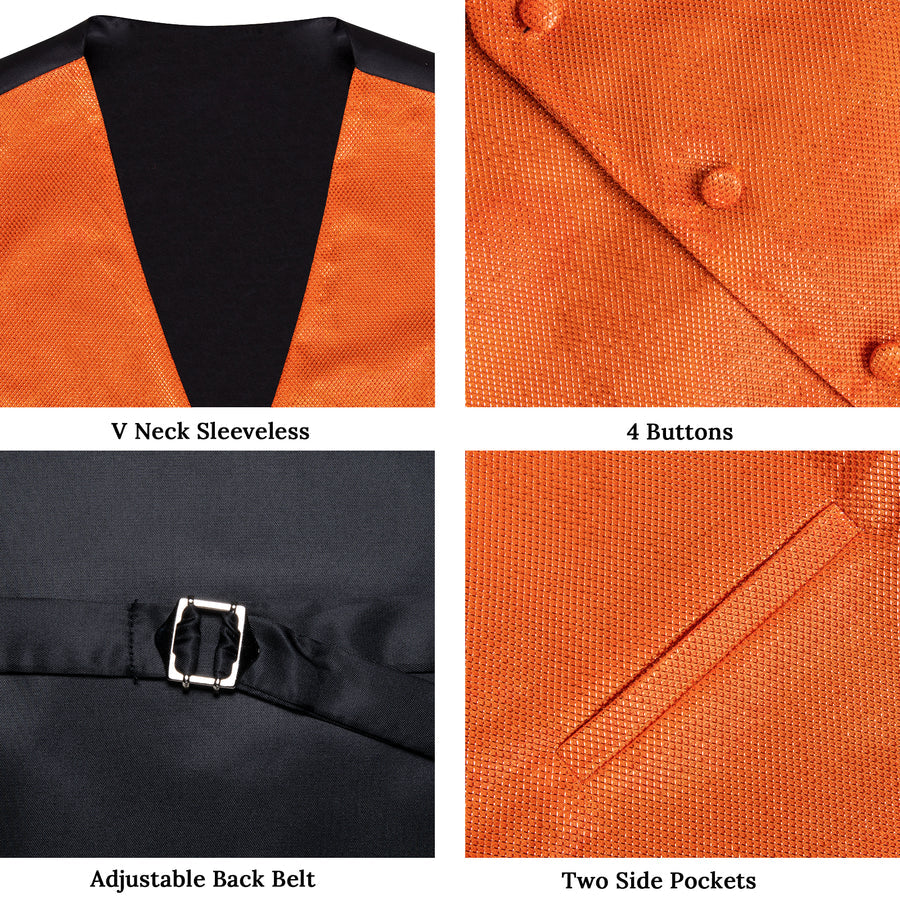 Solid Shiny Burnt Orange Bowtie Vest Set vest set    - Sophisticated Gentlemen