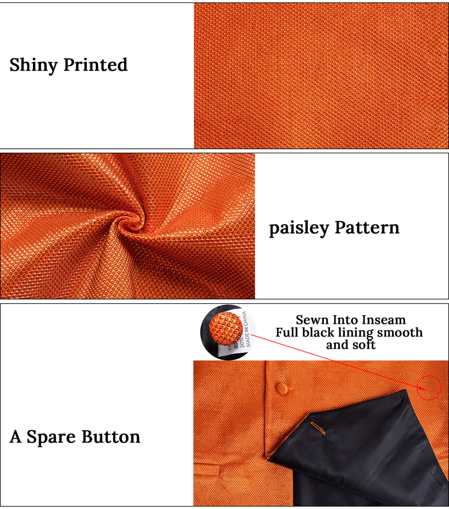 Solid Shiny Burnt Orange Bowtie Vest Set vest set    - Sophisticated Gentlemen