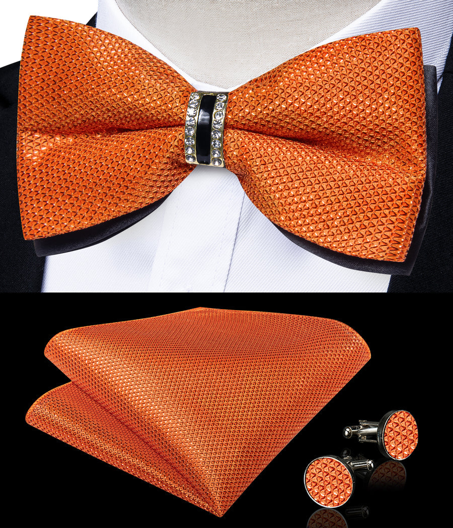 Solid Shiny Burnt Orange Bowtie Vest Set vest set    - Sophisticated Gentlemen