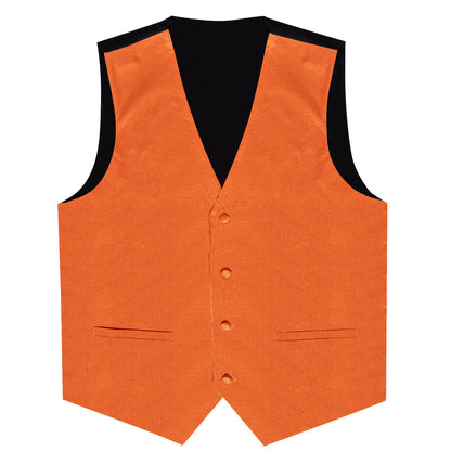Solid Shiny Burnt Orange Bowtie Vest Set vest set    - Sophisticated Gentlemen