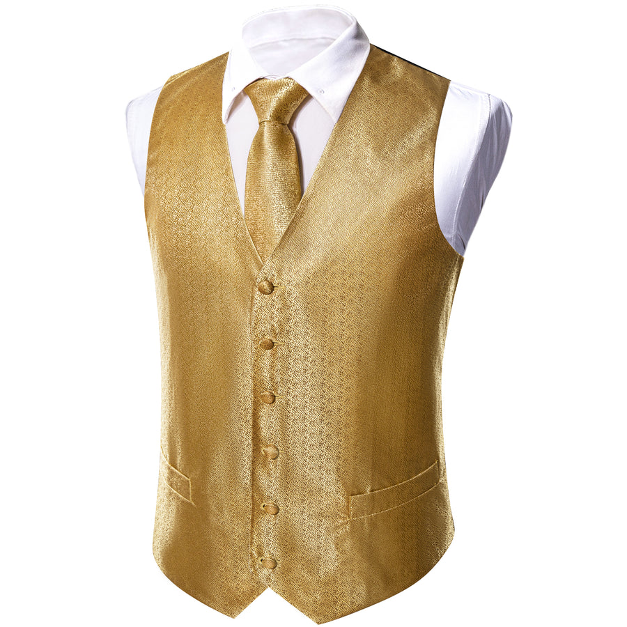 Golden Woven Silk Vest Set vest set    - Sophisticated Gentlemen