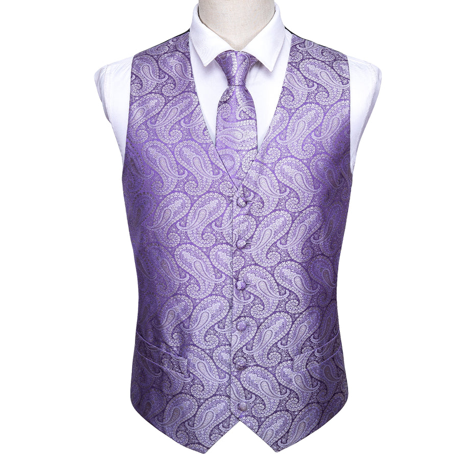 Baby Purple Paisley Silk Vest Set vest set    - Sophisticated Gentlemen
