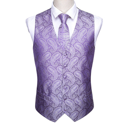 Baby Purple Paisley Silk Vest Set vest set    - Sophisticated Gentlemen