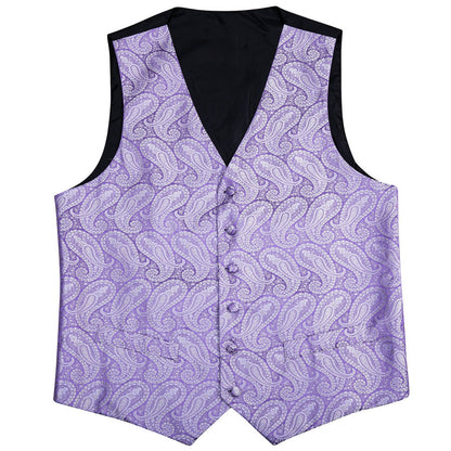 Baby Purple Paisley Silk Vest Set vest set    - Sophisticated Gentlemen