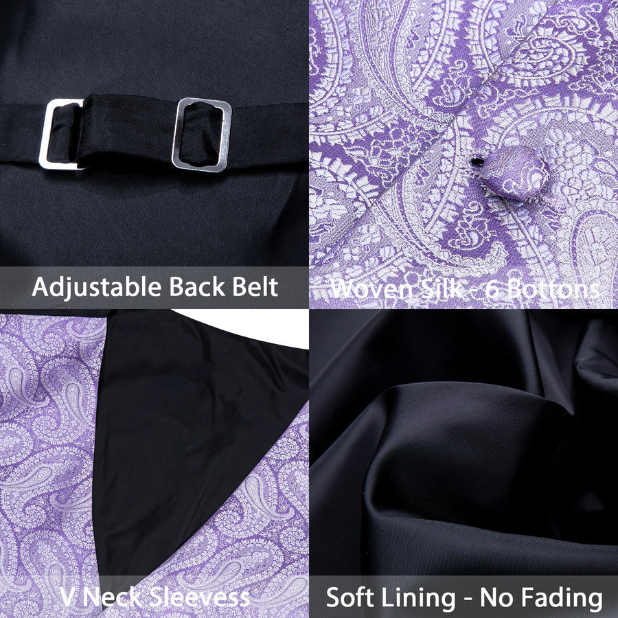 Baby Purple Paisley Silk Vest Set vest set    - Sophisticated Gentlemen