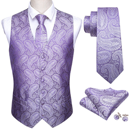 Baby Purple Paisley Silk Vest Set vest set    - Sophisticated Gentlemen