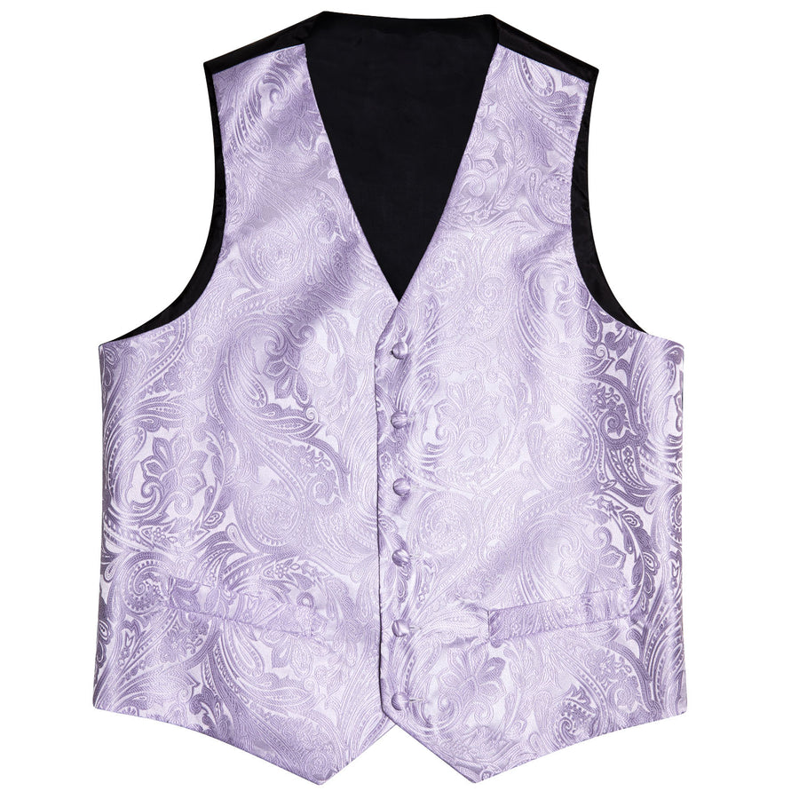 Light Purple Paisley Silk Vest Set vest set    - Sophisticated Gentlemen