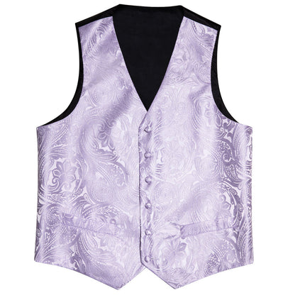 Light Purple Paisley Silk Vest Set vest set    - Sophisticated Gentlemen