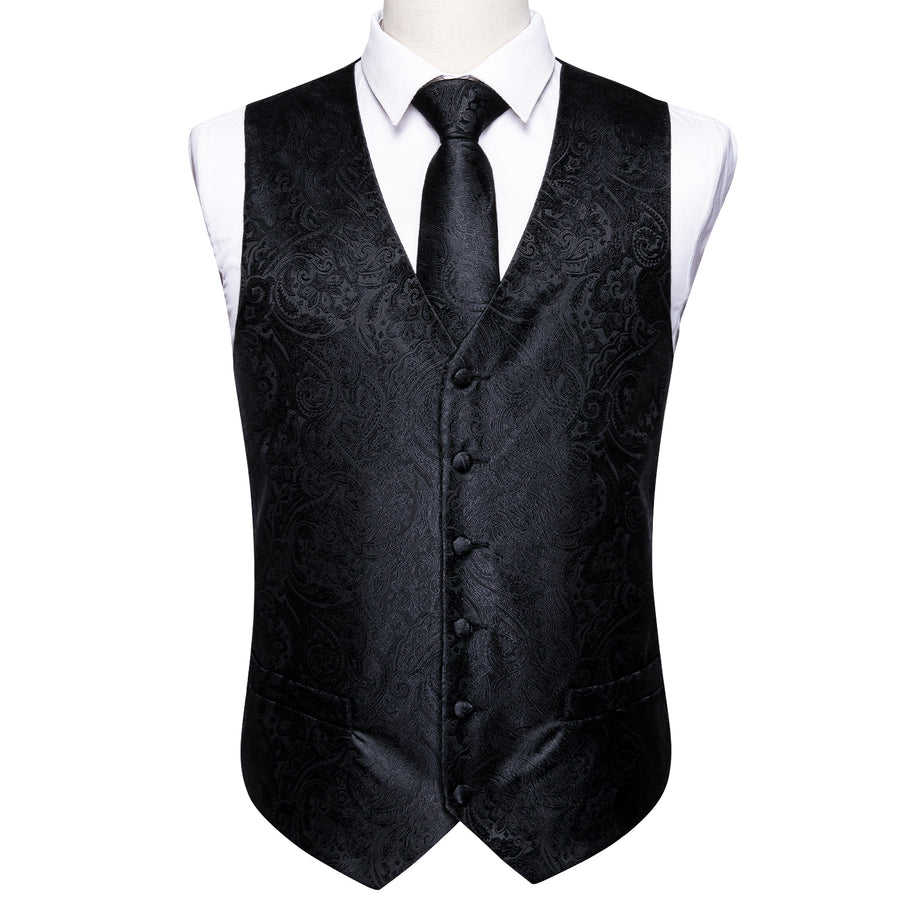 New Classic Black Paisley Vest Set vest set    - Sophisticated Gentlemen