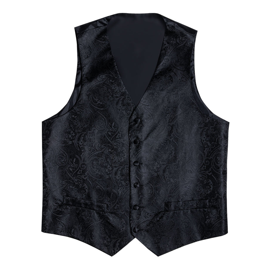 New Classic Black Paisley Vest Set vest set    - Sophisticated Gentlemen