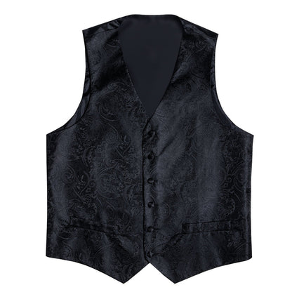 New Classic Black Paisley Vest Set vest set    - Sophisticated Gentlemen