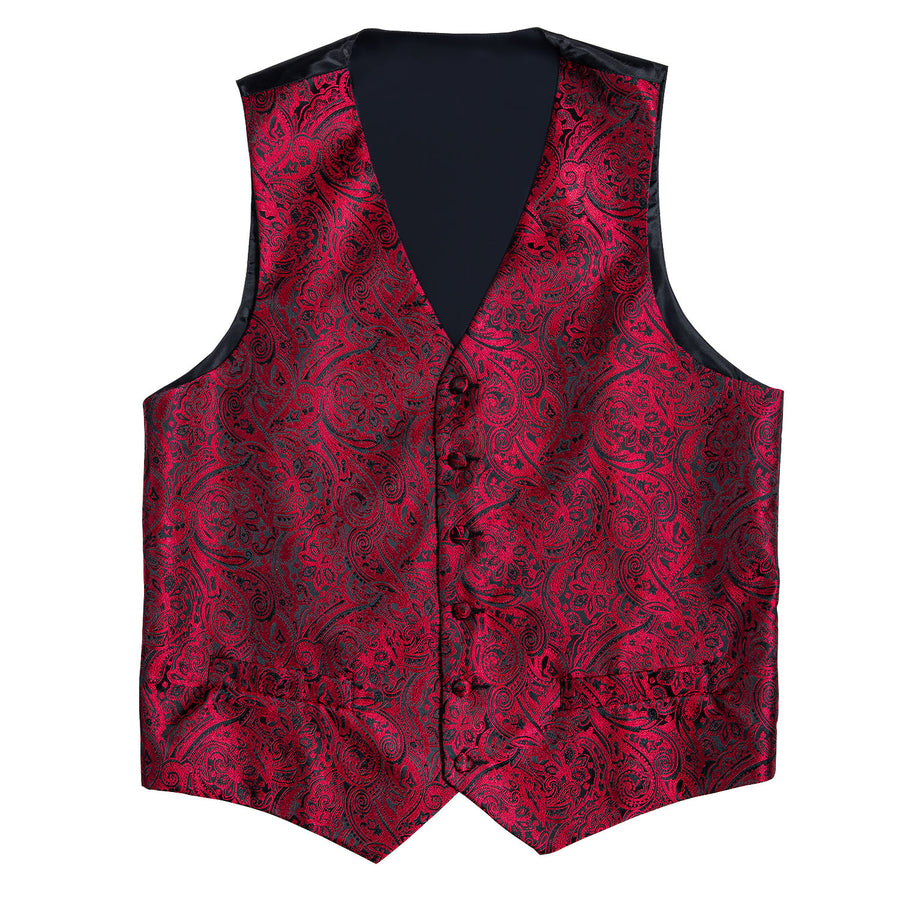 Red and Black Paisley Vest Set vest set    - Sophisticated Gentlemen