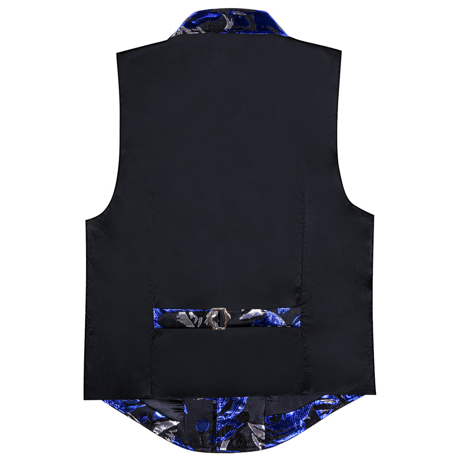 Black Blue Novelty Jacquard Men's Collar Victorian Suit Vest Set vest set    - Sophisticated Gentlemen
