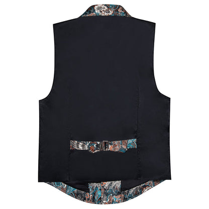 Grey Blue Novelty Jacquard Men's Collar Victorian Vest Set vest set    - Sophisticated Gentlemen