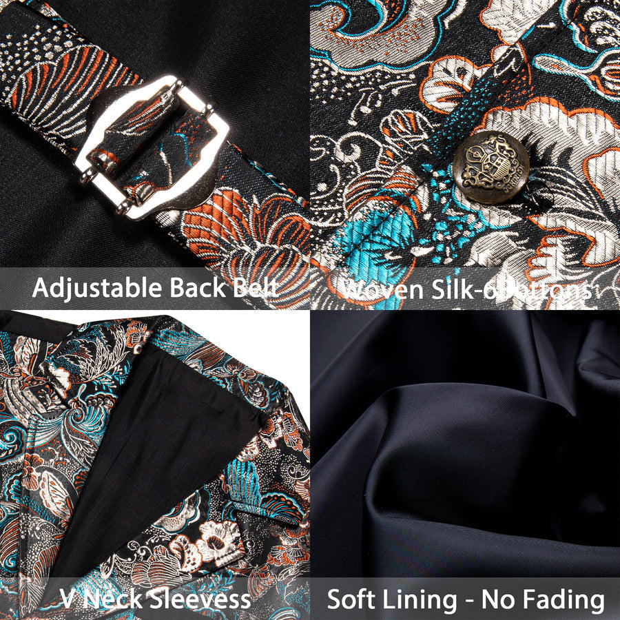 Grey Blue Novelty Jacquard Men's Collar Victorian Vest Set vest set    - Sophisticated Gentlemen