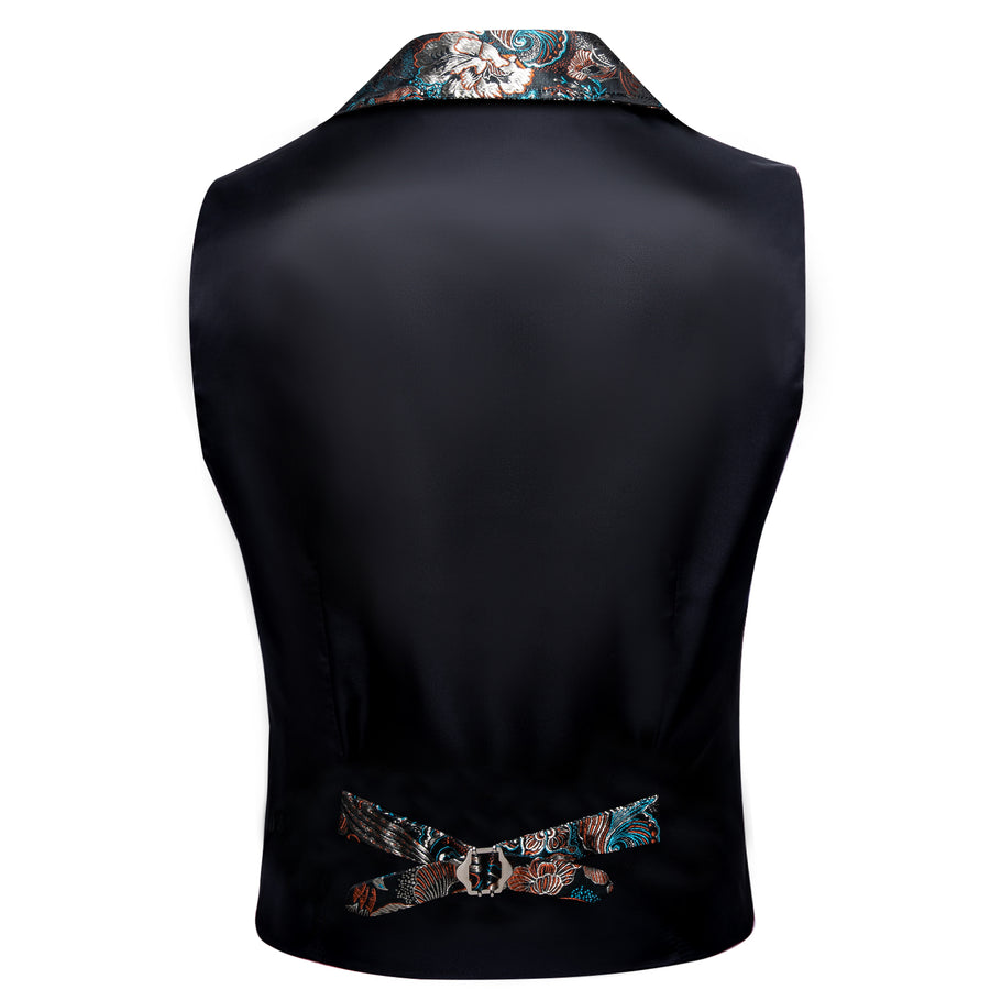 Grey Blue Novelty Jacquard Men's Collar Victorian Vest Set vest set    - Sophisticated Gentlemen