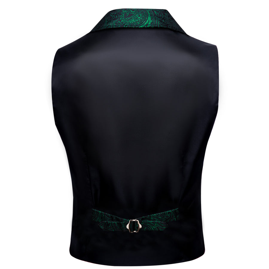 Black Green Paisley Jacquard Vest Set vest set    - Sophisticated Gentlemen