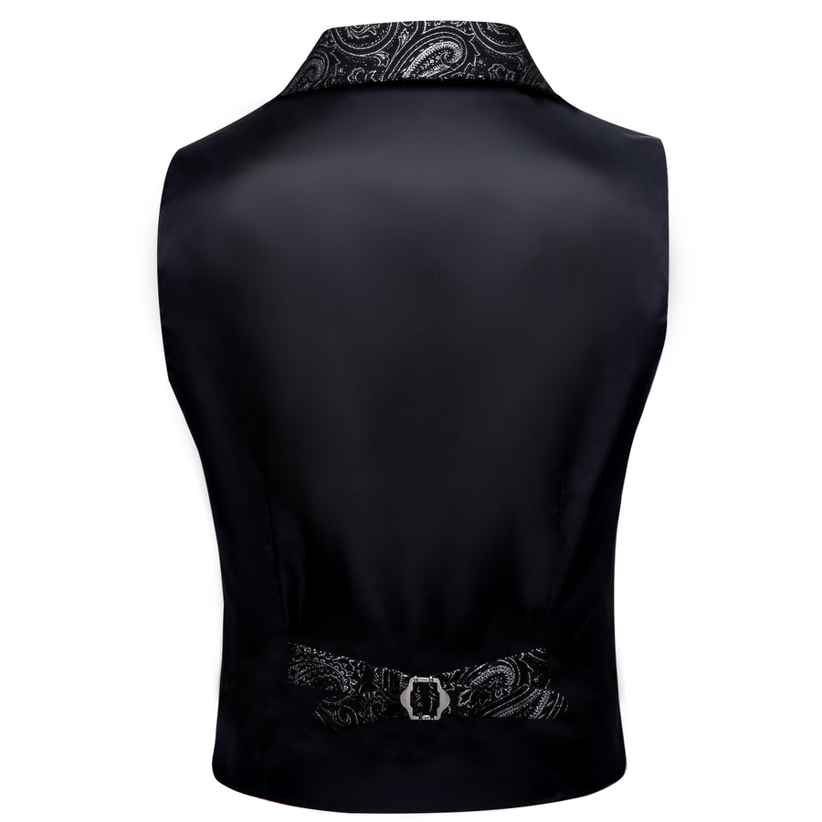 Black White Paisley Jacquard Vest Set vest set    - Sophisticated Gentlemen