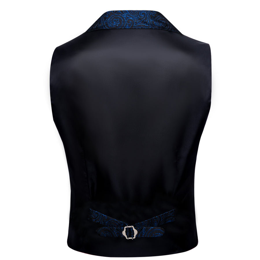 Black and Royal Blue Paisley Jacquard Vest vest set    - Sophisticated Gentlemen