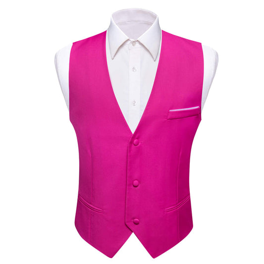 Hot Pink Silk Suit Vest Set vest set S (Chest 40")   - Sophisticated Gentlemen
