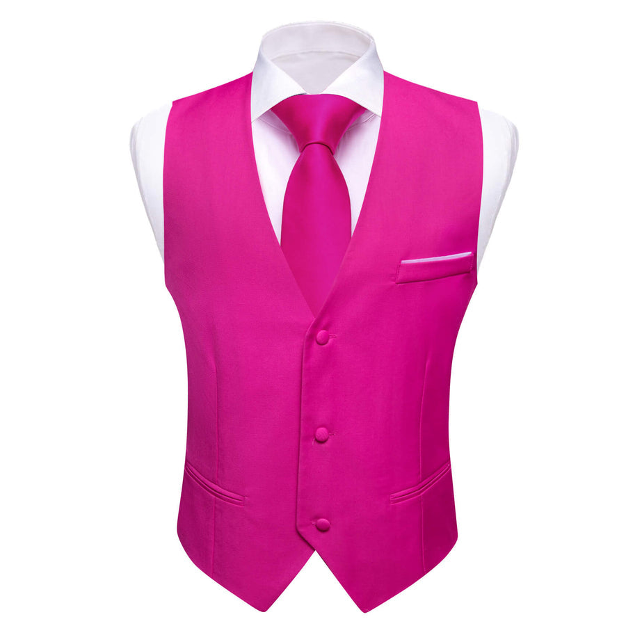 Hot Pink Silk Suit Vest Set vest set    - Sophisticated Gentlemen