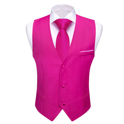 Hot Pink Silk Suit Vest Set vest set    - Sophisticated Gentlemen