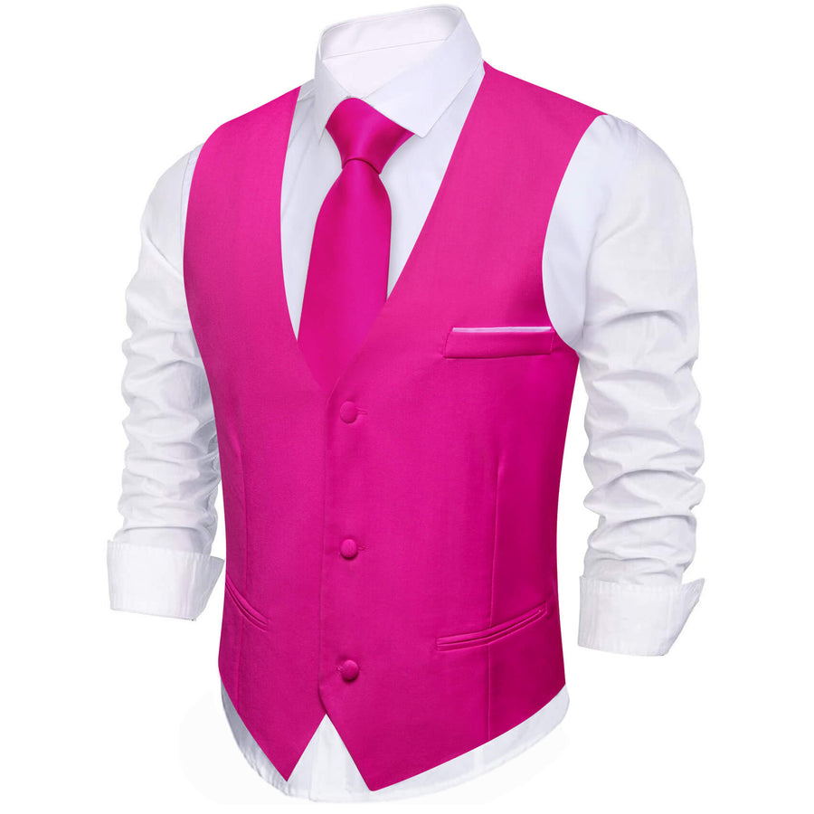 Hot Pink Silk Suit Vest Set vest set    - Sophisticated Gentlemen