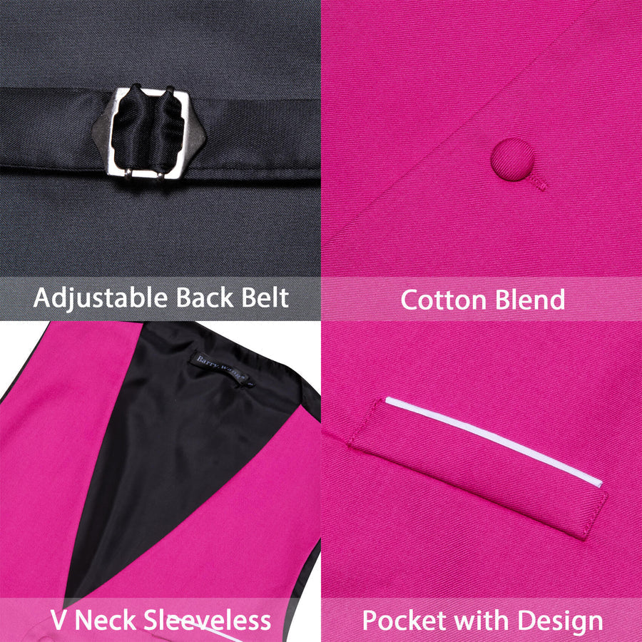 Hot Pink Silk Suit Vest Set vest set    - Sophisticated Gentlemen