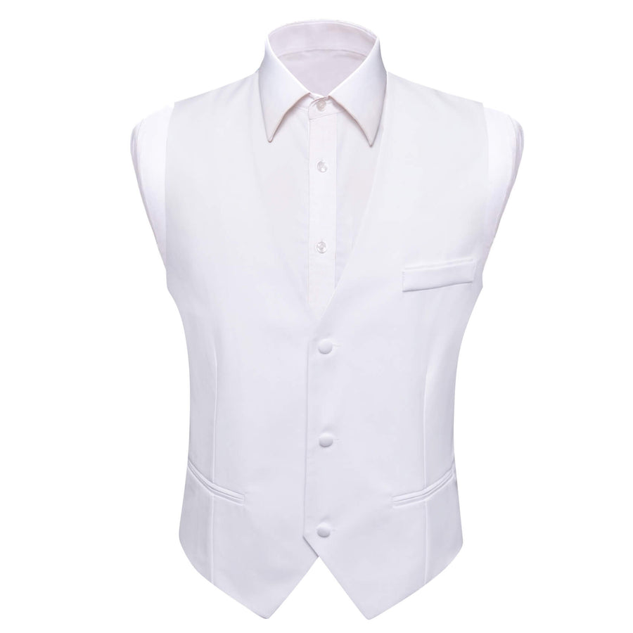 Ghost White Silk Suit Vest Set vest set S (Chest 40")   - Sophisticated Gentlemen
