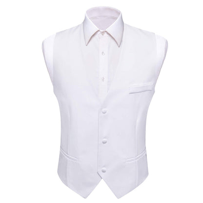 Ghost White Silk Suit Vest Set vest set S (Chest 40")   - Sophisticated Gentlemen