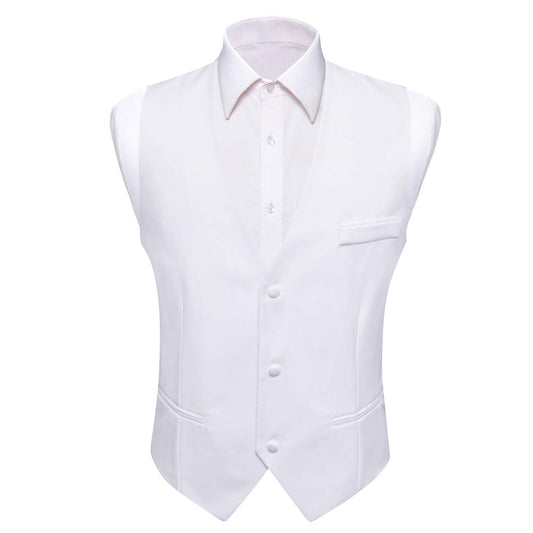 Ghost White Silk Suit Vest Set vest set S (Chest 40")   - Sophisticated Gentlemen