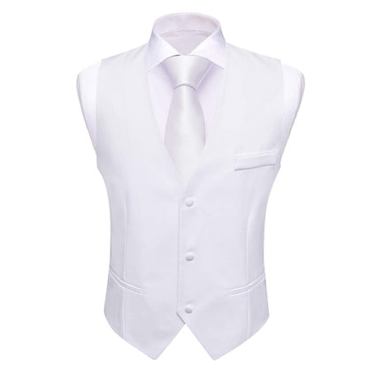 Ghost White Silk Suit Vest Set vest set    - Sophisticated Gentlemen