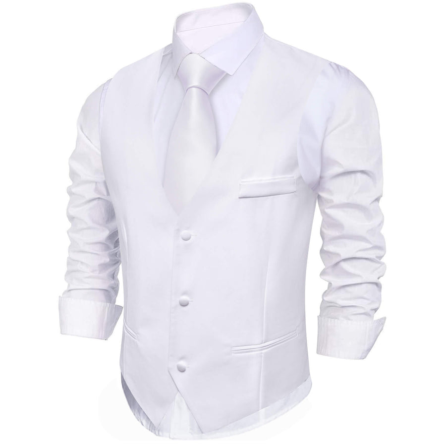 Ghost White Silk Suit Vest Set vest set    - Sophisticated Gentlemen