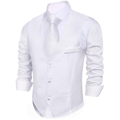 Ghost White Silk Suit Vest Set vest set    - Sophisticated Gentlemen