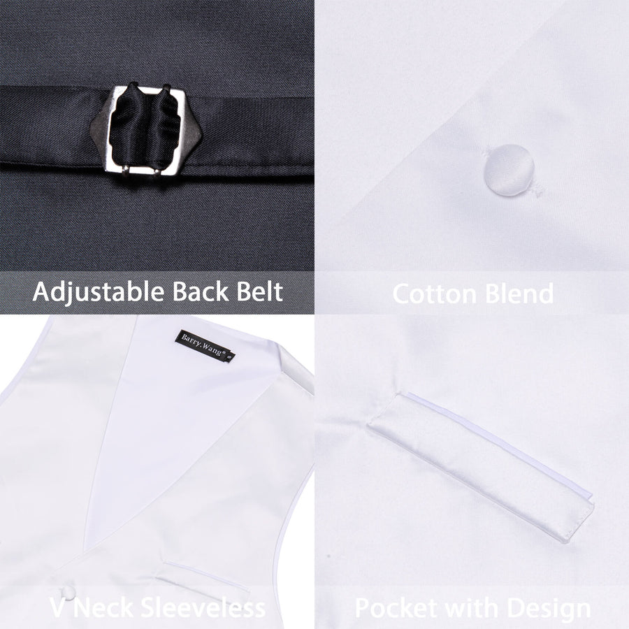 Ghost White Silk Suit Vest Set vest set    - Sophisticated Gentlemen