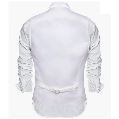 Ghost White Silk Suit Vest Set vest set    - Sophisticated Gentlemen