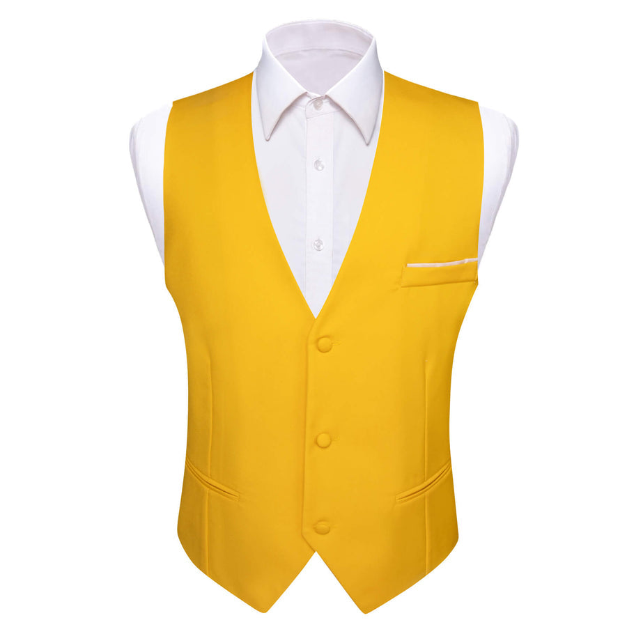 Latte Yellow Silk Suit Vest Set vest set S (Chest 40")   - Sophisticated Gentlemen
