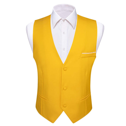 Latte Yellow Silk Suit Vest Set vest set S (Chest 40")   - Sophisticated Gentlemen