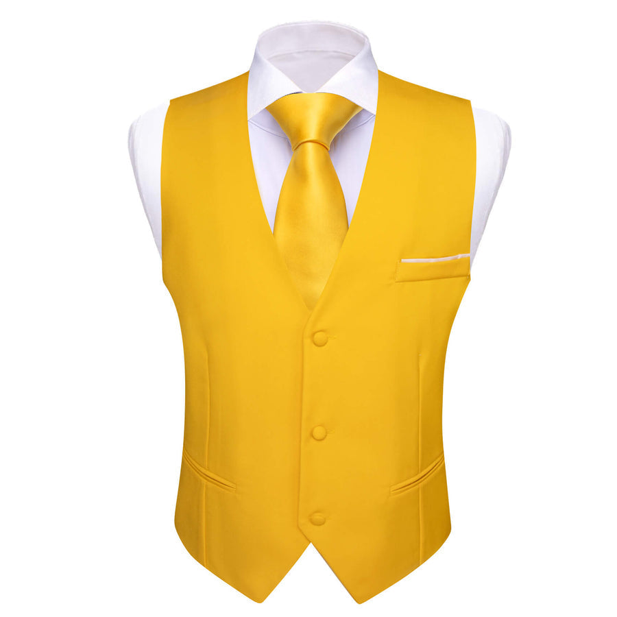 Latte Yellow Silk Suit Vest Set vest set    - Sophisticated Gentlemen