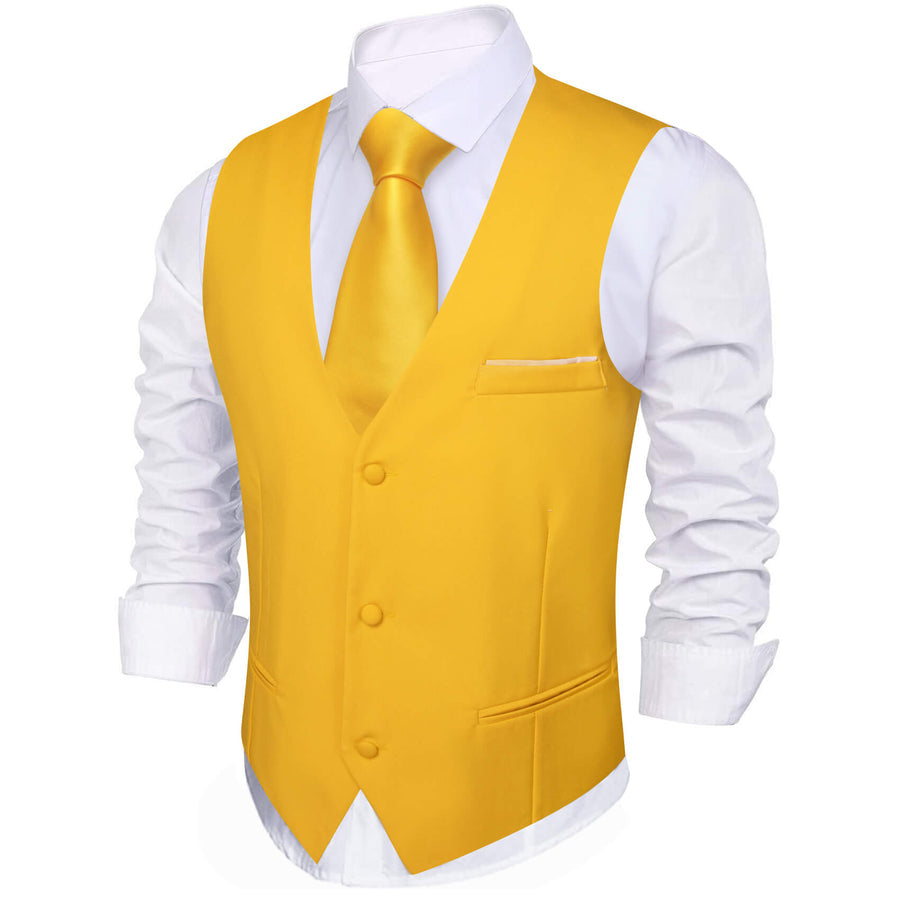 Latte Yellow Silk Suit Vest Set vest set    - Sophisticated Gentlemen