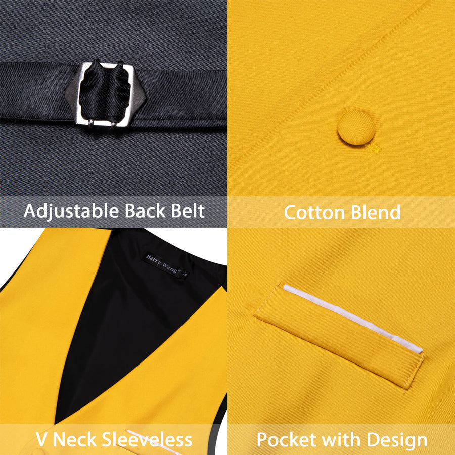 Latte Yellow Silk Suit Vest Set vest set    - Sophisticated Gentlemen