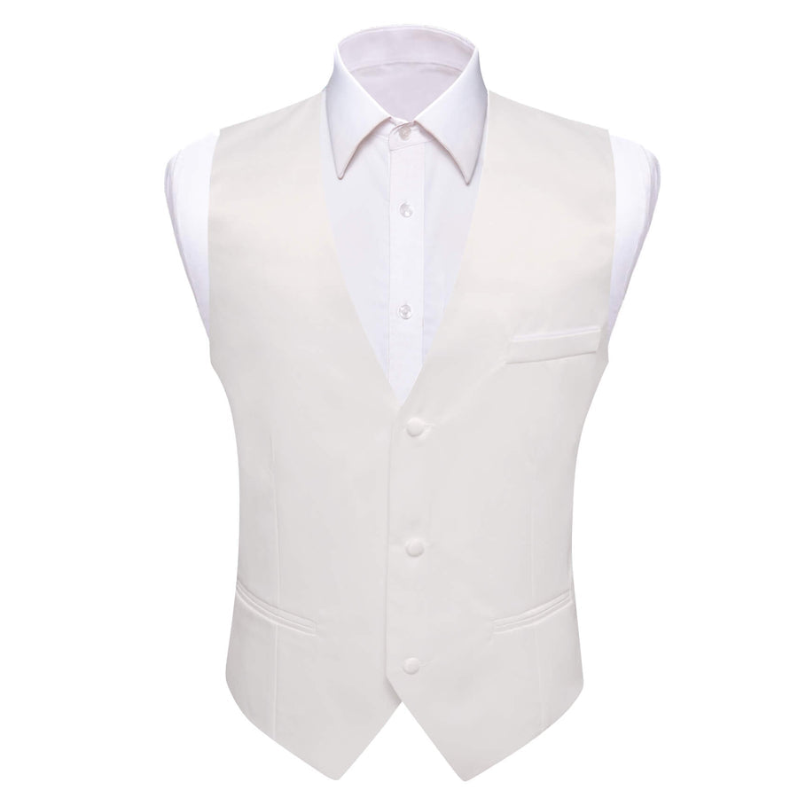 Pearl White Silk Suit Vest Set vest set S (Chest 40")   - Sophisticated Gentlemen