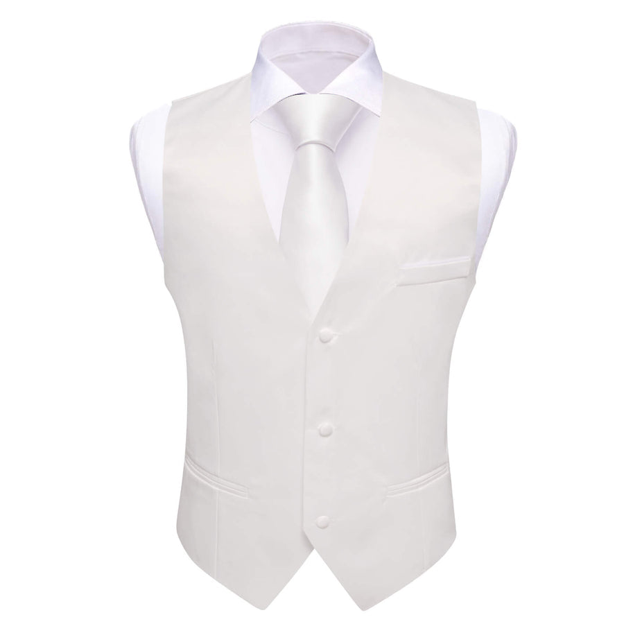 Pearl White Silk Suit Vest Set vest set    - Sophisticated Gentlemen