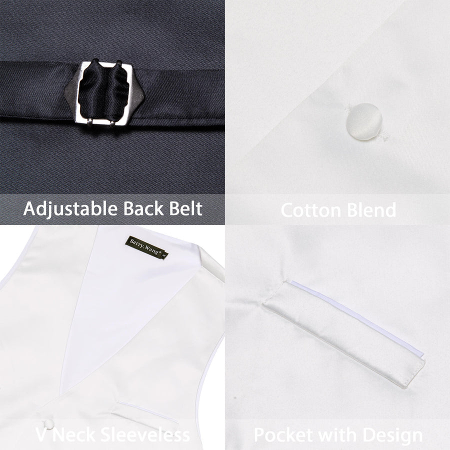 Pearl White Silk Suit Vest Set vest set    - Sophisticated Gentlemen