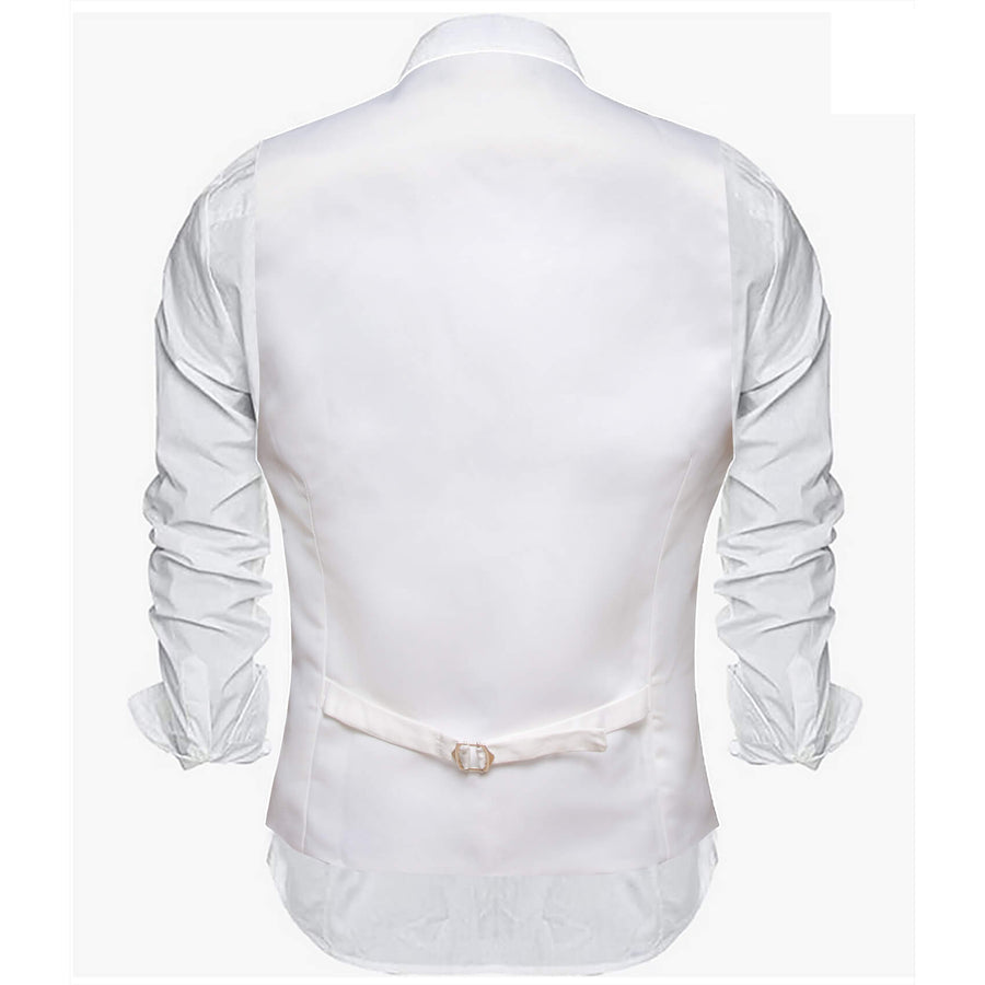Pearl White Silk Suit Vest Set vest set    - Sophisticated Gentlemen
