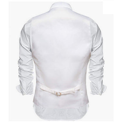 Pearl White Silk Suit Vest Set vest set    - Sophisticated Gentlemen