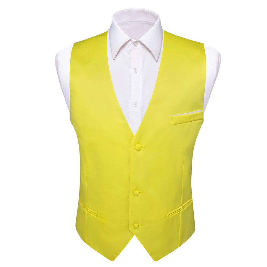 Yellow Silk Suit Vest Set vest set S (Chest 40")   - Sophisticated Gentlemen